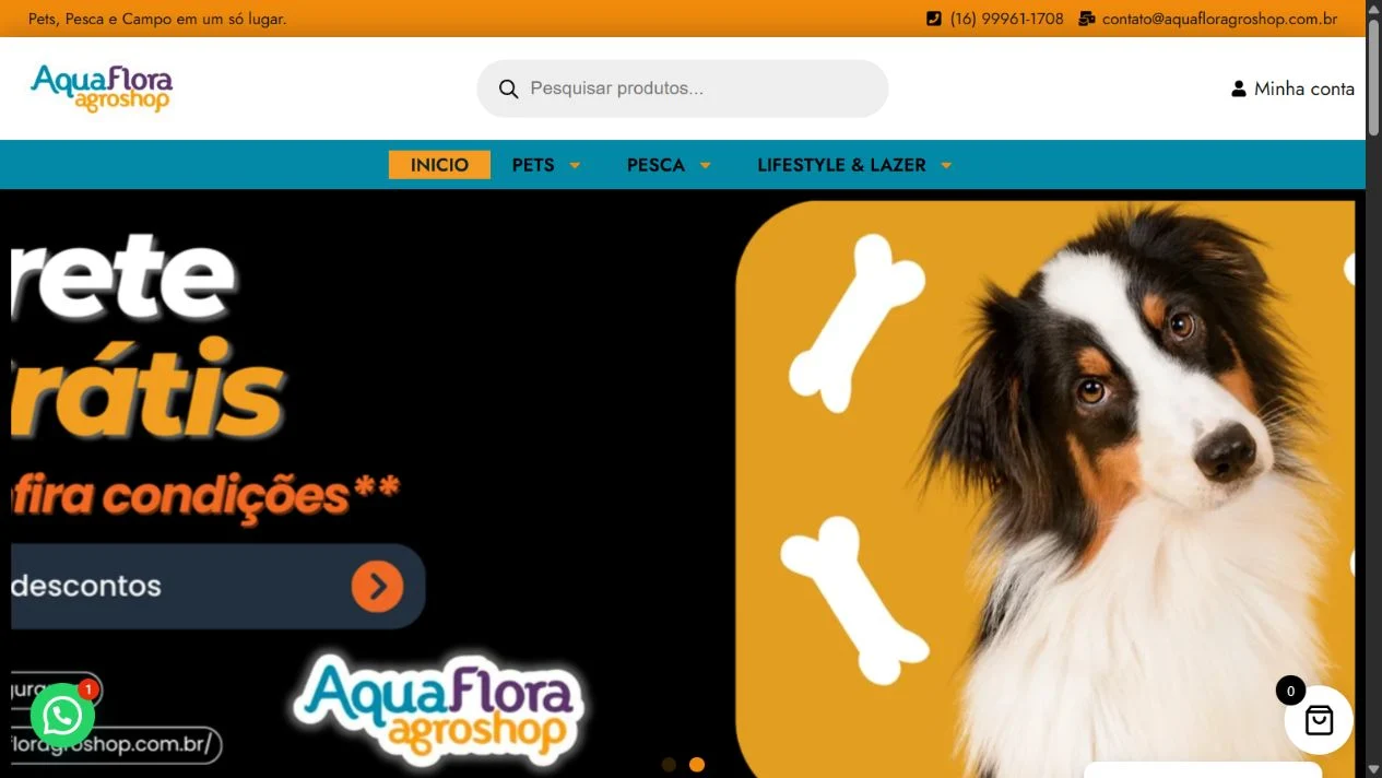 AquaFlora AgroShop — captura do site público em setembro de 2026